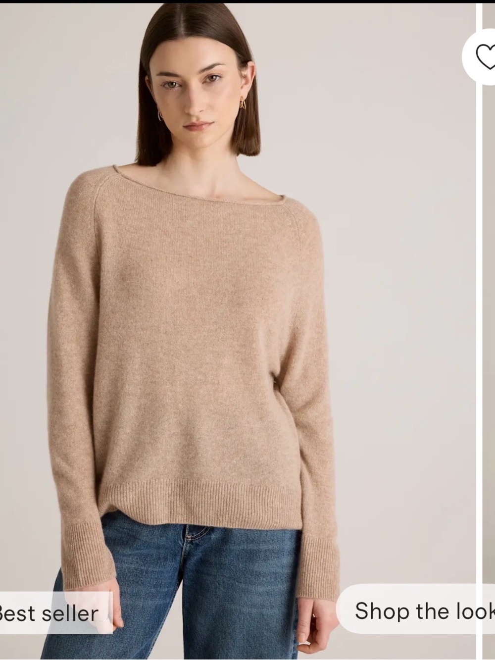 Quince Mongolian cashmere boatneck sweater-oatmeal-size medium, EUC (239)